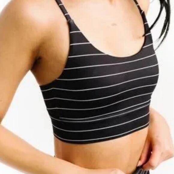 Zyia Black Stripe Light n Tight Racer Sports Bra size S - Picture 1 of 9